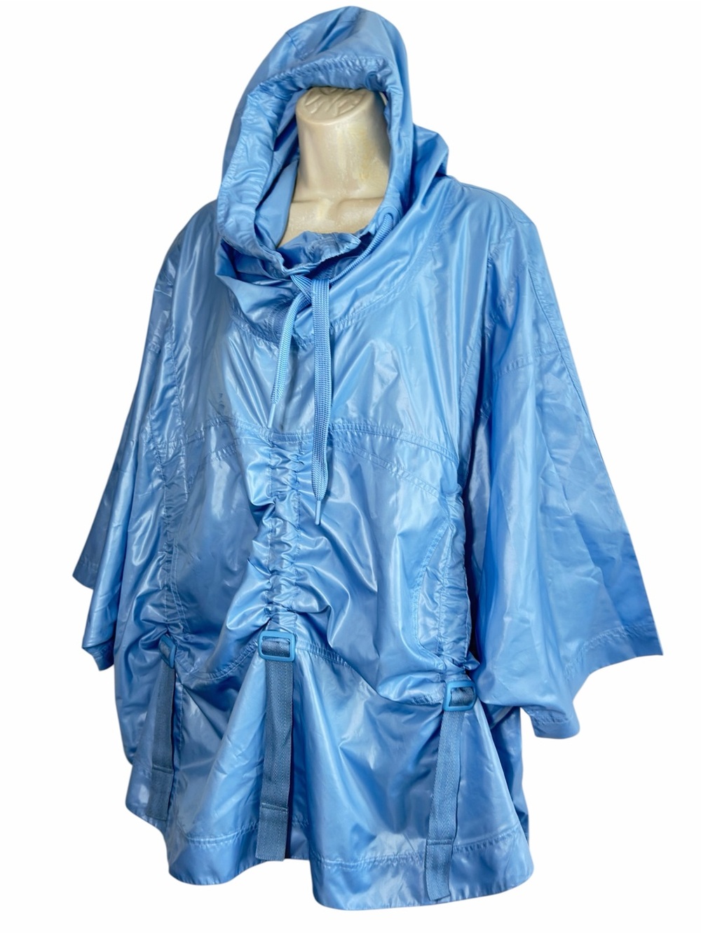 Stella McCartney X Adidas  Baby Blue Windbreaker Poncho with Pockets Hooded M - Picture 9 of 15